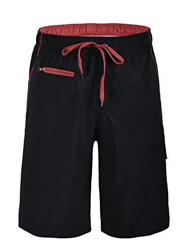 Unitop Men's Board Shorts Lightweight Quick Dry Assorted Swim Shorts Black&Red 36