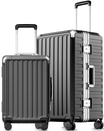 Image of LUGGEX 2-Piece Zipperless Luggage Set, 20 /24 Inch, Charcoal Metallic