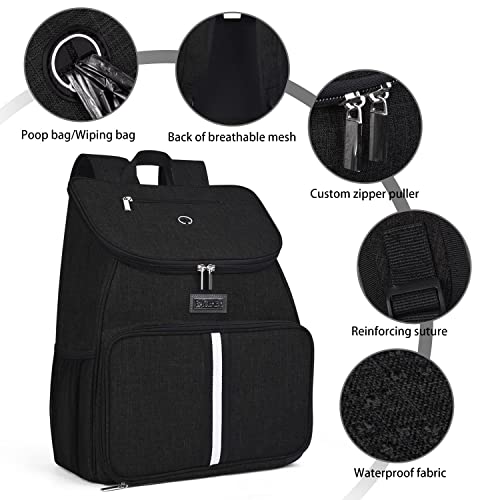 Baglher 丨Dog Travel Bag,Airline Approved Pet Supplies Backpack,Dog Travel Backpack With 2 Silicone Collapsible Bowls And 2 Food Baskets. Black #TOP4