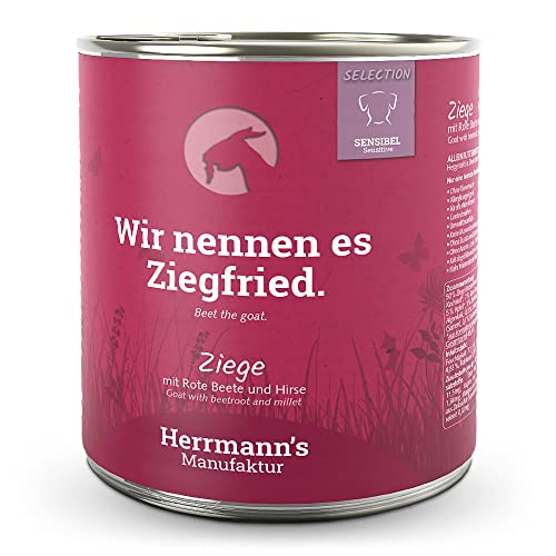 Herrmann's - Selection Sensibel Ziege mit rote Beete und Hirse - 6 x 800g - Nassfutter - Hundefutter
