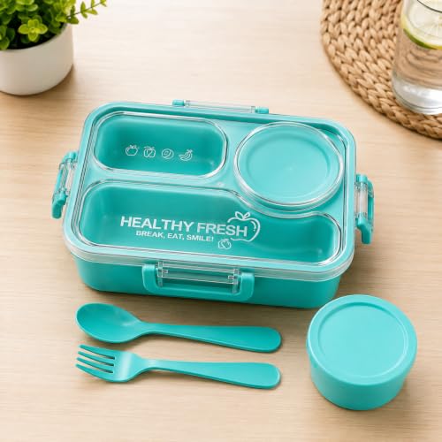 Image of Healthy Fresh Bento Lunch Box 3 Compartment, 1000ml