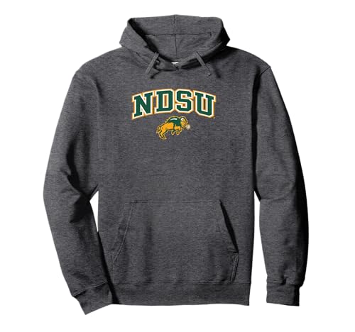 North Dakota State Bison Arch Over Dark Heather Pullover Hoodie