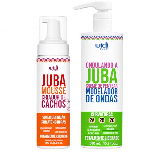 Widi Care Kit Ondulando a Juba, Creme de Pentear Modelador de Ondas 500ml e Mousse Criador de Cachos 200ml