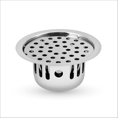 Image of Round Floor Drain Cockroach Trap 5 INCH for Bathroom SS 304 Grade Kitchen Washbasin Sink Bathtub Waste Water Drainer Safety from Cockroach & Insects (Round 5 INCH Silver)