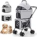 OXSITO ペットカート 2段式 分離型 多頭飼い対応 軽量 折りたたみ式 犬用カート 上段10KG 下段15KG 大容量 多機能 組み立て簡単 犬バギー コンパクト設計 通気性メッシュ 中型犬 小型犬 猫対応 ポケット付き 前後出入り可能 お出かけ 旅行 買い物 散歩 通院 介護用 日本語取扱説明書付き