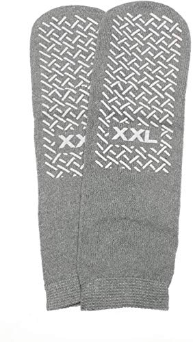 XX-Large Slip-Stop Single Tread Slipper Socks - Grey (3 Pairs)2