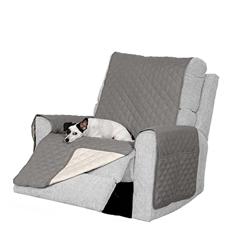 Furhaven Recliner Slipcover Water-Resistant Reversible Two-Tone Furniture Protector Cover - Gray/Mist, Recliner #TOP15