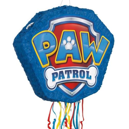 Unique Multicolor Paw Patrol Shaped Drum Pull Pop Out Pinata (21 x 18) - Durable Cardboard & Paper - Perfect for Birthday Parties Kids Events & Themed Celebrations (1 Pc.)