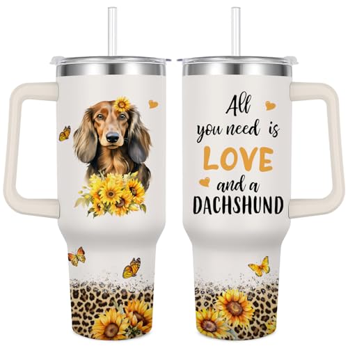 Image of Dachshund Tumbler for Womens,Vacuum Insulated Travel Cup 40oz