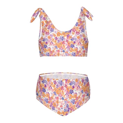 Cutes Flowers Girls Tankini Swim Set, Two Piece Swimsuits Summer Bikini Swimwear Set for Girls, 5-6T