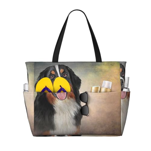 Portrait de bouvier bernois sac de plage grand format idée cadeau femme