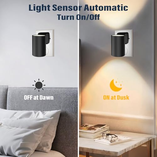 Image of Night Lights Plug into Wall: ETL Certified Soft White 2700K Dusk to Dawn Sensor Dimmable LED Plug in Night Light for Hallway Bedroom Stairway Wall Socket - Modern Night Light(2 Pack)