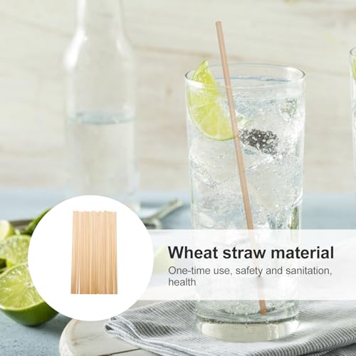 100 pitillos desechables de trigo biodegradables de 20 cm miniatura 4
