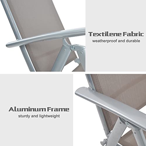 Dporticus Set Of 2 Patio Folding Sling Back Chairs Aluminum Adjustable Reclining Indoor Outdoor Deck Camping Garden Pool #TOP4