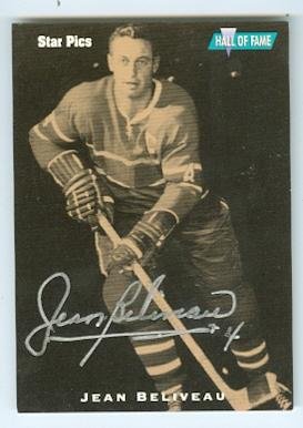 212118 Montreal Canadiens Sc 1991 Star Pics No. 4 Jean Beliveau Autographed Hockey Card