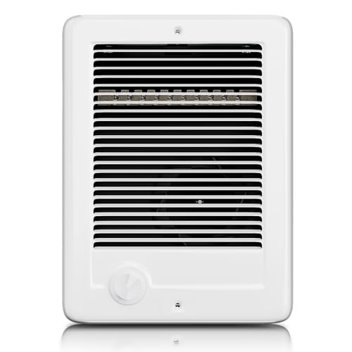 CSC151TW Electric Wall Heater with Thermostat (Part 67509) – 1500W 120V 5120 BTU, High-Efficiency Centrifugal Fan for Fast Quiet Heating, White Recessed Heater for Small/Medium Rooms