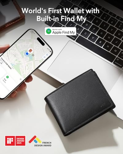 ESR Geo Wallet with Find My, RFID Blocking, Wallet for Men, Wallet Tracker(iOS 14.5 Above Only), Holds 9 Cards and 15 Bills, Replacement for AirTag Wallet, Slim Bifold Card Holder, Twillingt Black2