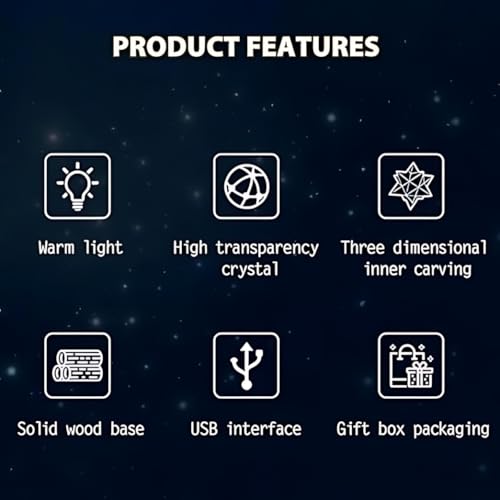 Image of 3D Crystal Ball Night Light with Wooden Base, Aesthetic Clear LED Lamp for Home and Bedroom Touch Switch, Warm Light for Kids and Teens Perfect Birthday & Anniversary (Durga MATA)