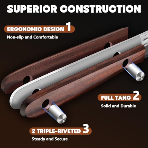 Huusk Steak Knives Set of 6, Japanese Steak Knives 4.9 Inch with Damascus Patterns, Non-serrated Steak Knife Sets With Sheaths, Sharp Steak Knife Set With Gift Box - Image 4