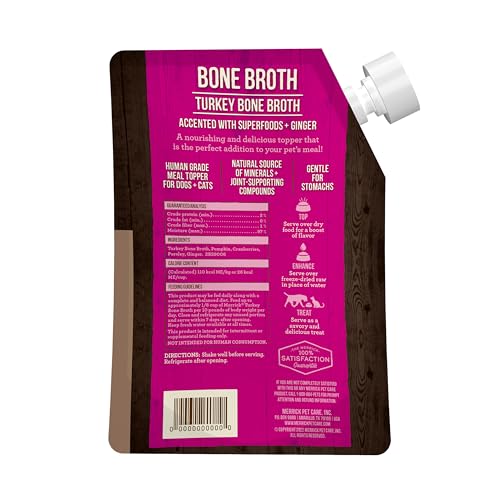 Image of Merrick Grain-Free Turkey Bone Broth Dog and Cat Food Topper , 16 oz. Pouch