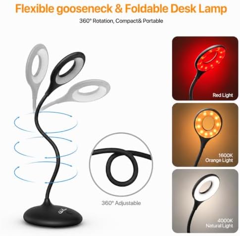 LLLPRT 670nm Red Light Therapy Desk Lamp for Reading Sleep in Bedroom Dorm — view 7
