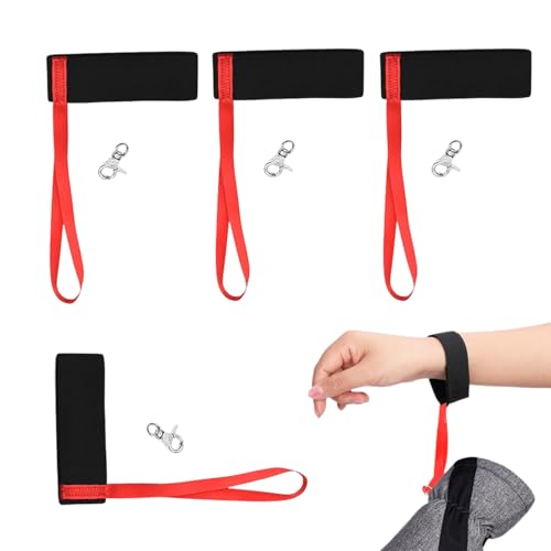 Correas ajustables para guantes de esquí, correas de muñeca, 4 guantes deportivos, esposas de esquí, montañismo y accesorios