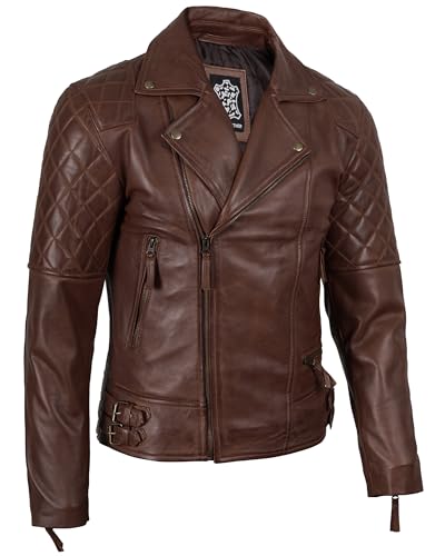 Image of Decrum Mens Leather Jacket - Real Lambskin Asymmetrical Casual Leather Jackets for Men