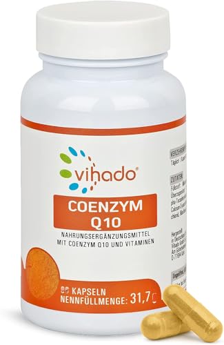 Vihado Coenzym Q10 Kapseln hochdosiert – ergänzt durch B-Vitamine und Biotin für Energiestoffwechsel – mit Vitamin E gegen oxidativen Stress – ideale Nahrungsergänzung als 3-Monatskur Vihado Coenzym Q10 Kapseln hochdosiert – ergänzt durch B-Vitamine und Biotin für Energiestoffwechsel – mit Vitamin E gegen oxidativen Stress – ideale Nahrungsergänzung als 3-Monatskur