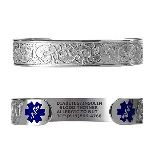 Divoti Custom Engraved Medical Alert Bracelets for Women, Stainless Steel Medical Bracelet, Medical