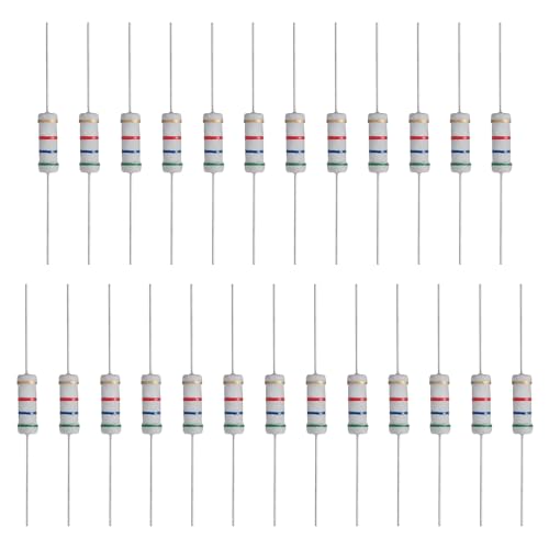 QUARKZMAN 25 Pcs Resistor De 5.6K Ohm, 3 Watts 5% Tolerancia Resistor De Película De Óxido Metálico Con Terminales Axiales, A Prueba De Fuego Para Proyectos Electrónicos DIY