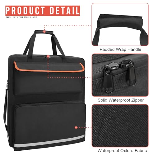 ORKELS Solar Panel Storage Bag for 2 Solar Panels, Carrying Case for Jackery SolarSaga 100W 100X 200W, Double-Layer Solar Panel Carrying Case with Multi Pockets