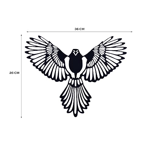 Image of METSY Laser Cut Metal Wall Art | Metal Wall Hanging | Eagle Wall Decor |36cmx26cm Thickness Mild Steel Material with Black Powder Coating