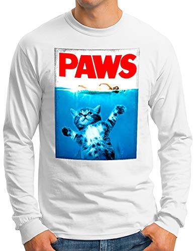 T-shirt chat amusant manches longues OM3 Paws cadeau homme