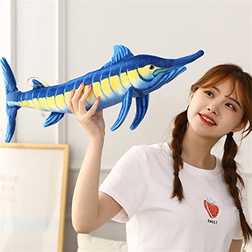 Pangcangshu Big Size Simulation Fish Toys Stuffed Soft Plush Blue Marlin Makaira Mazara Pillow Toys For Kids Girls Birthday Toys (Blue, 60Cm/23Inch) #TOP5