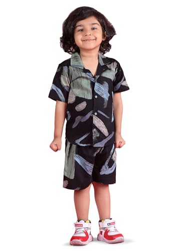 Image of POLKA TOTS Cotton Half Sleeves Shirt With Shorts, All Over Print Cord Set for Baby Boy Kids