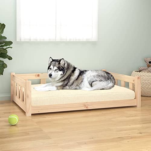 vidaXL Hundebett, Hundesofa mit stützenden Seitenwänden, Haustierbett für Hunde Katzen, Welpenbett Hundenest Hundemöbel, 105,5x75,5x28 cm Massivholz Kiefer