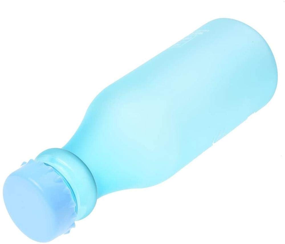 Botella de agua de plástico irrompible de 550 ml, sin BPA, color azul claro