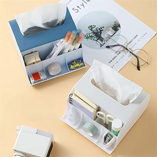 Soporte creativo para caja de pañuelos, organizador de escritorio multifunción y servilletero, elegante estante de almacenamiento de papel para el hogar y la oficina ()
