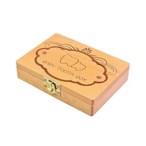 Houten handgemaakte babytanden Keepsake milieuboxen voor kinderen, jongens en meisjes, 6 x 4 x 2 inch
