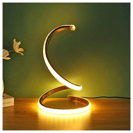 Domybest Lampe de Table Spirale LED Design Moderne Lampe de Bureau LED Spirale incurée USB 18W Lampe de Chevet avec Cable de 1.5M Hauteur Réglable pour étude, Salon, Chambre à Coucher