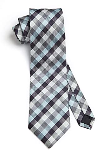 Image of HISDERN Mens Ties Solid Color Tie and Pocket Square Set Classic Woven Formal Neckties & Handkerchief Wedding Party