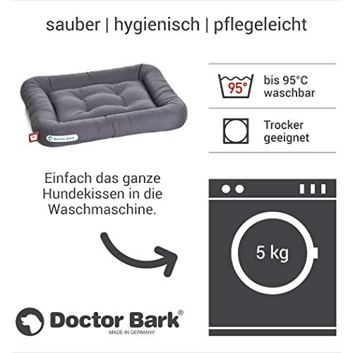Doctor Bark Hundekissen - orthopädisches Hundebett, 95°C waschbar, hygienisch, robust & bequem (S - 60x55 cm, Grau)