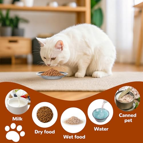 Alitree 6er-Pack Katzennapf,Katzennäpfe aus Edelstahl 304,Wassernapf,Futternapf,Katzennapf-Set, für Katzen, kleine Hunde flach, sturzsicher und leicht zu reinigen