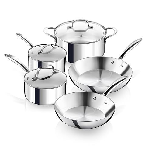 Comparison: Best Non Metal Cookware 6 GOTHAM STEEL 10 Pcs Stainless Steel Cookware Set, Stainless Steel Pots and Pans Set with Induction Cookware, Made Without PTFE PFOA PFOS, Metal Utensil Safe, Oven and Dishwasher