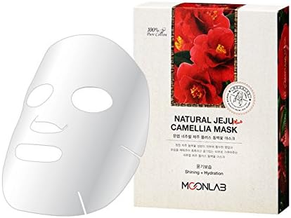 [MOONLAB] NATURAL JEJU PLUS CAMELLIA SHEET MASK – Revitalizes Your Skin With Jeju Camellia Flower Extract and Camellia Seed Oil, 100% Pure Cotton Sheet, 22ml Pack of 10pcs