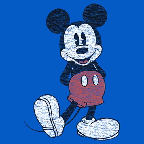 Image of Disney Men's Full Size Mickey Mouse Distressed Look T-Shirt | Officially licensed, 100% cotton, sizes S to 2X, size up recommended, Disney fan gift, crew neck, pop culture tee