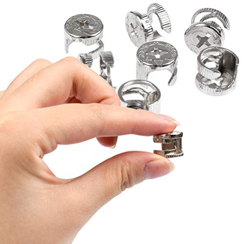 BUYGOO 50 Paar Exzenter Möbelverbinder Rastex 15 - Möbelverbinder Schrankverbinder, Zinkdruckguss vernickelt Möbelschrankverbinder Ø15mm Passschraube Exzenternocken und Bolzen Passdübel M6 x 45mm