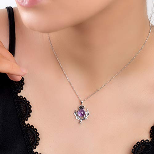 Bijoux argent 925 anti-allergie chardon écossais améthyste - 3