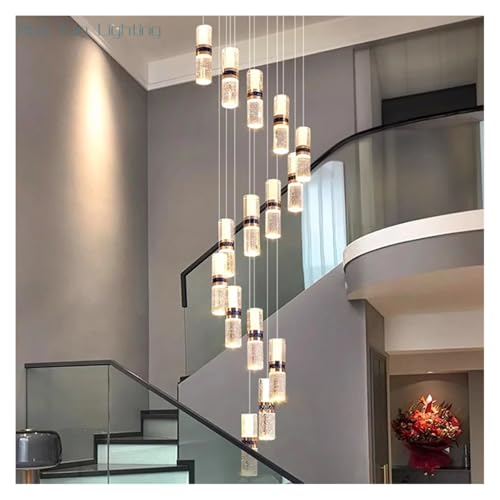 Suspension d'escalier en cristal moderne 6 têtes pour un salon lumineux et contemporain - 2
