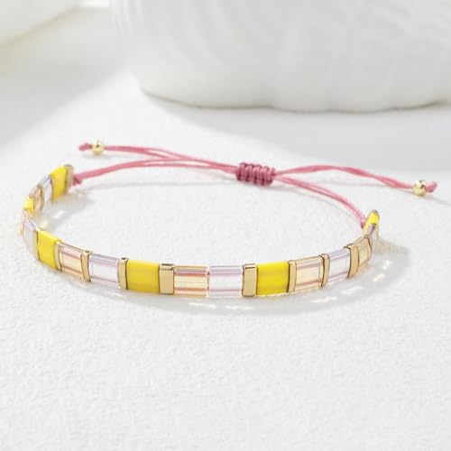 Image of KELITCH Colorful Tila Beaded Bracelets Women Strand Friendship Bracelet Handmade New Link Cuff Bracelets